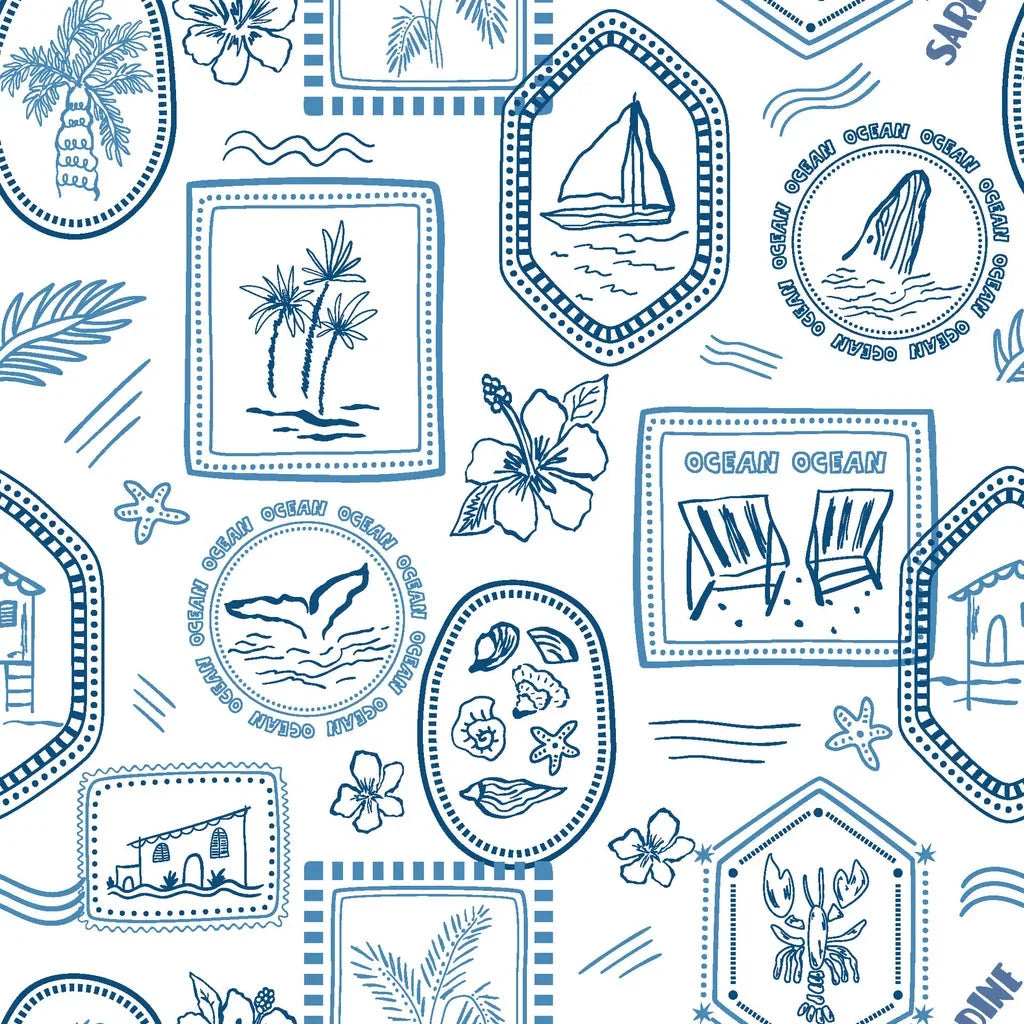 Azure Stamps travel theme wallpaper