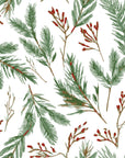 Berry & Pine green botanical wallpaper creating ambiance in a serene bathroom