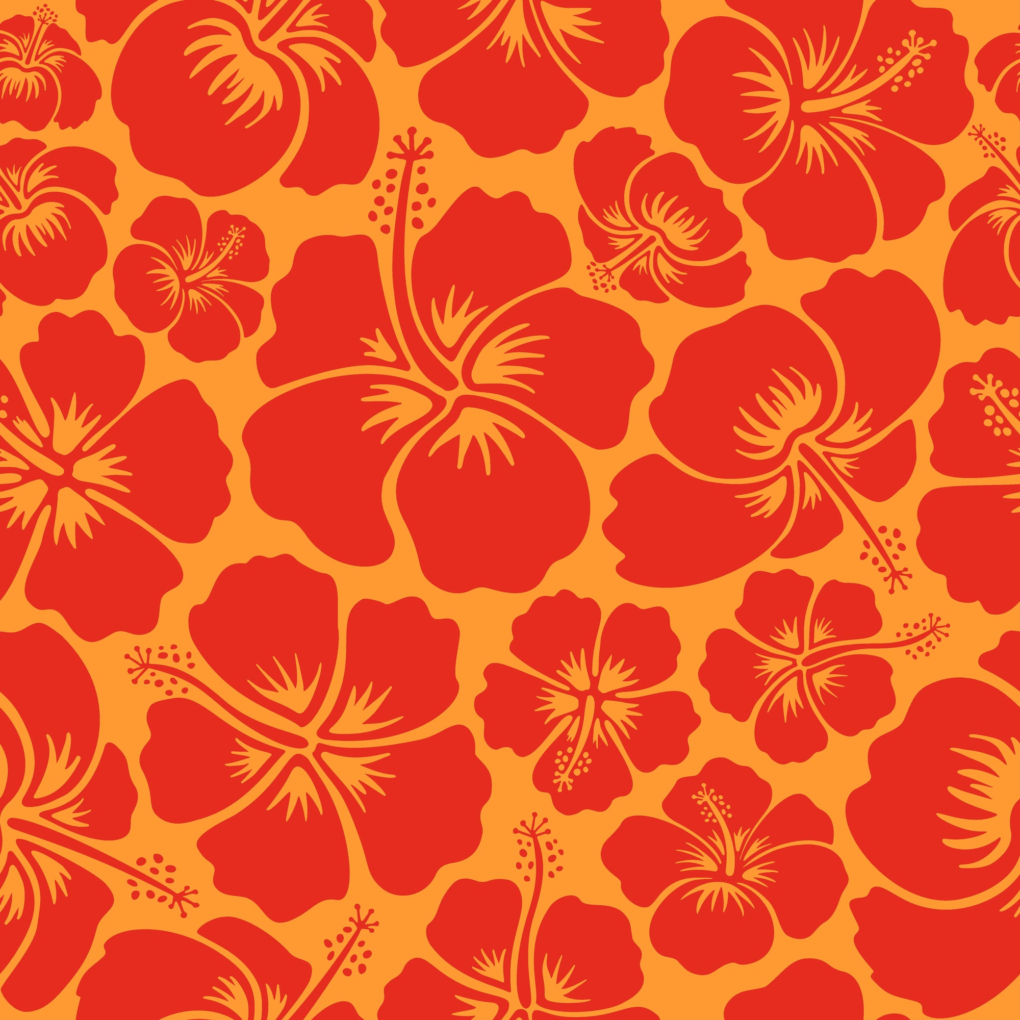 Smooth peel and stick wallpaper with bold red hibiscus flowers - Blazing Petal