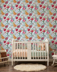 Blue Bouquet vintage floral peel and stick wallpaper adding character to a cozy bedroom