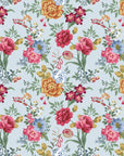 Blue Bouquet vintage floral peel and stick wallpaper creating ambiance in a serene bathroom
