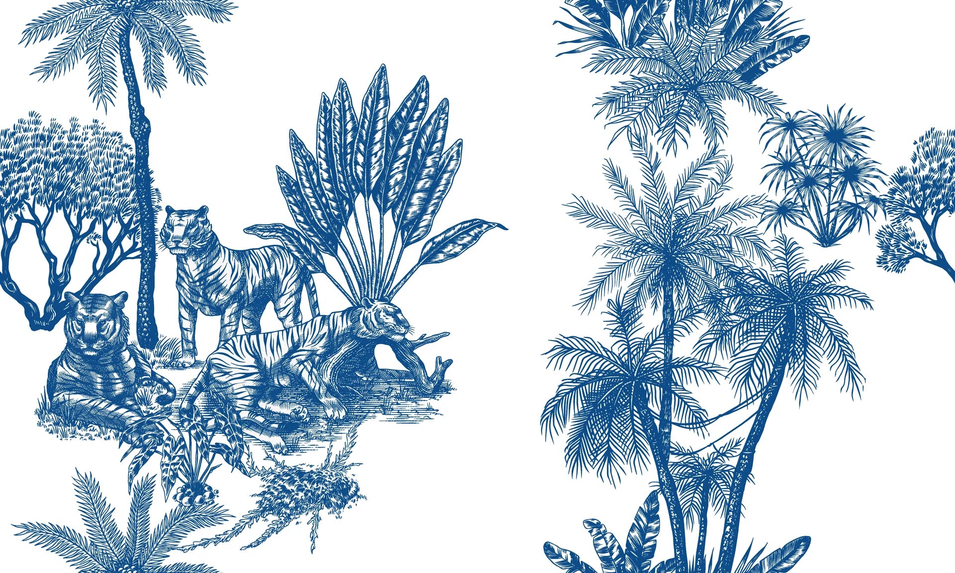 Textured navy blue tiger toile peel and stick wallpaper - Blue Fable