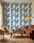 Blue Fable navy tiger toile in a warm and inviting living room