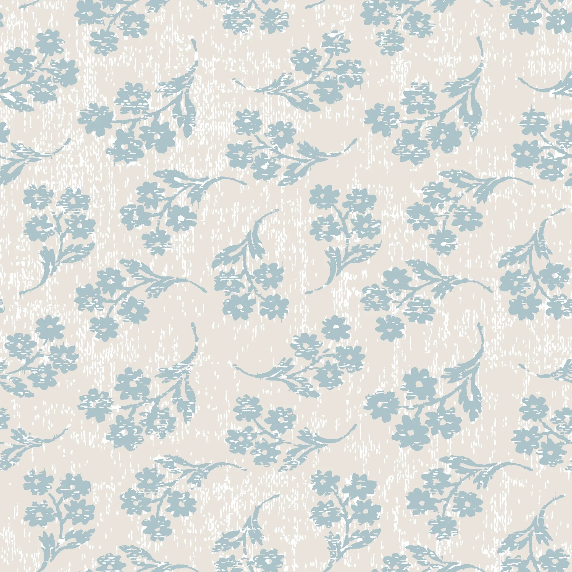 Textured blue floral branch peel and stick wallpaper - Blue Garden