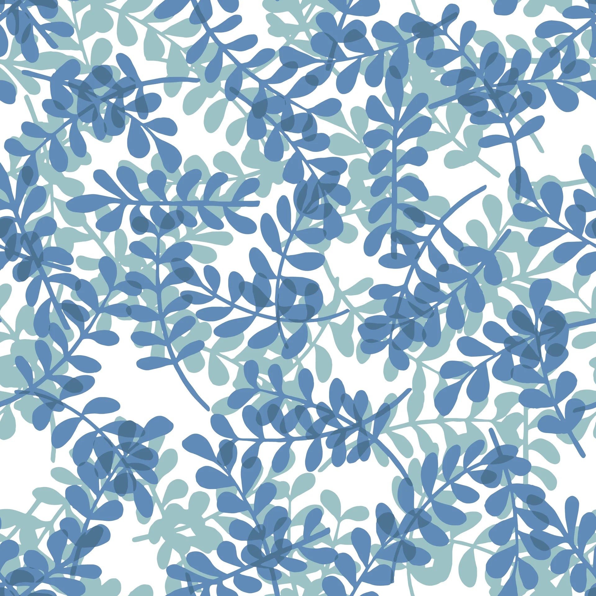 Blue Jade serene blue botanical wallpaper creating ambiance in a serene bathroom