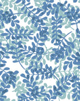 Blue Jade serene blue botanical wallpaper creating ambiance in a serene bathroom