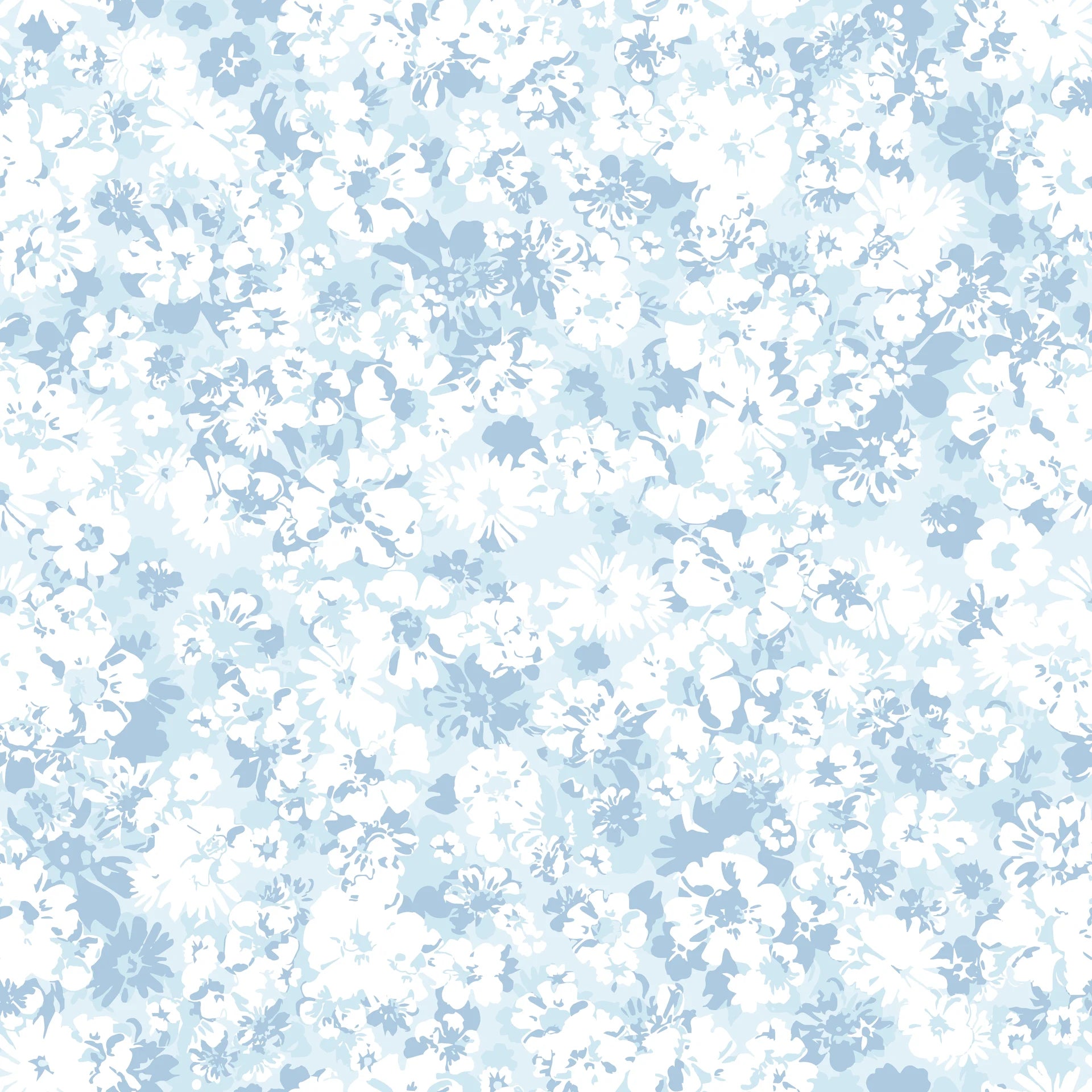 Blue Petal Cloud serene blue floral wallpaper creating ambiance in a serene bathroom