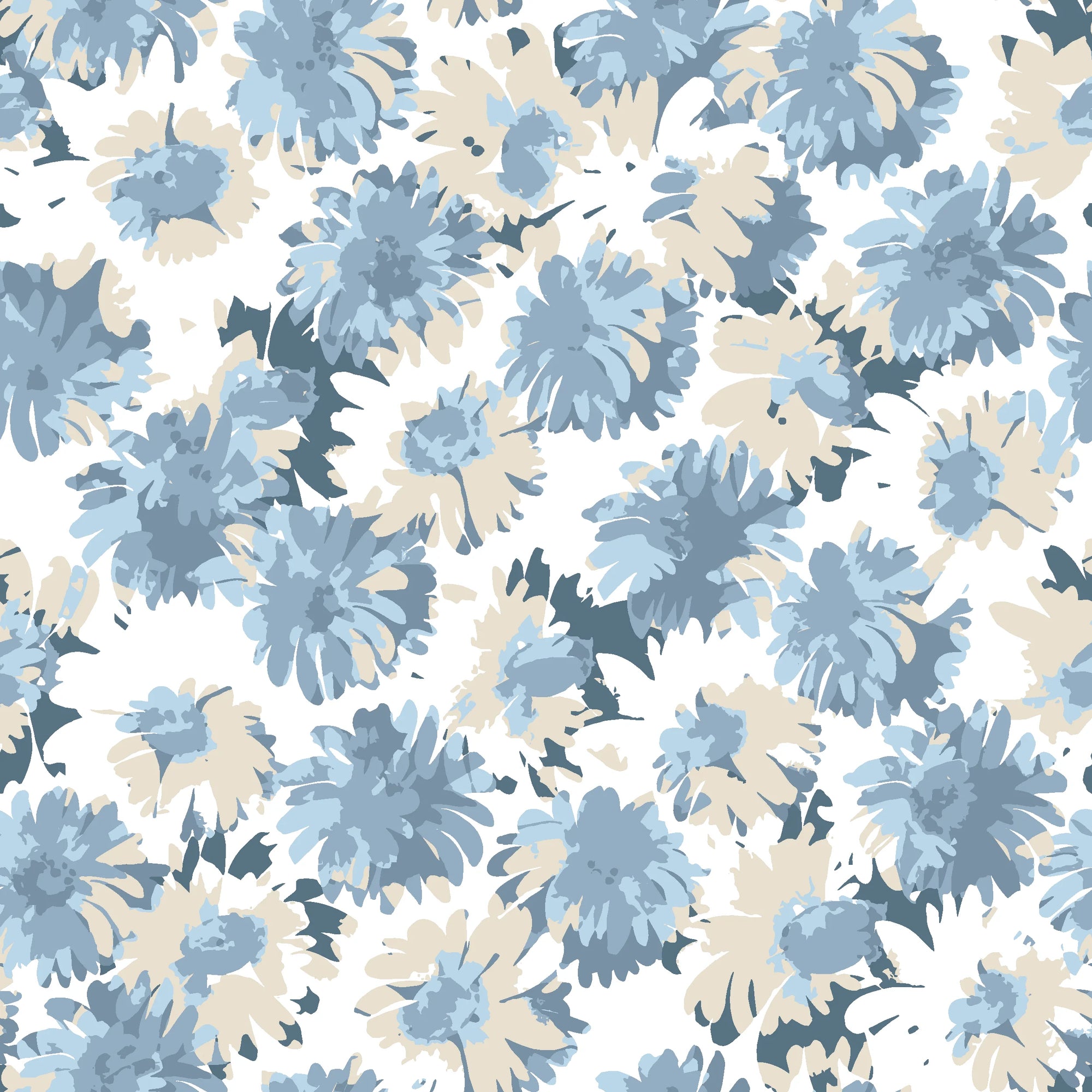 Blue Reverie serene floral peel and stick wallpaper