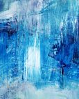 Blue Torrent dramatic deep blue abstract wallpaper creating ambiance in a serene bathroom