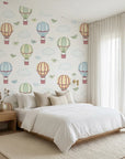 Bluebird Balloon Journey bluebirds and hot air balloons wallpaper adding character to a cozy bedroom