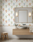 Bluebird Balloon Journey bluebirds and hot air balloons wallpaper creating ambiance in a serene bathroom