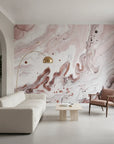 Blurred Essence romantic pink copper marble adding character to a cozy bedroom