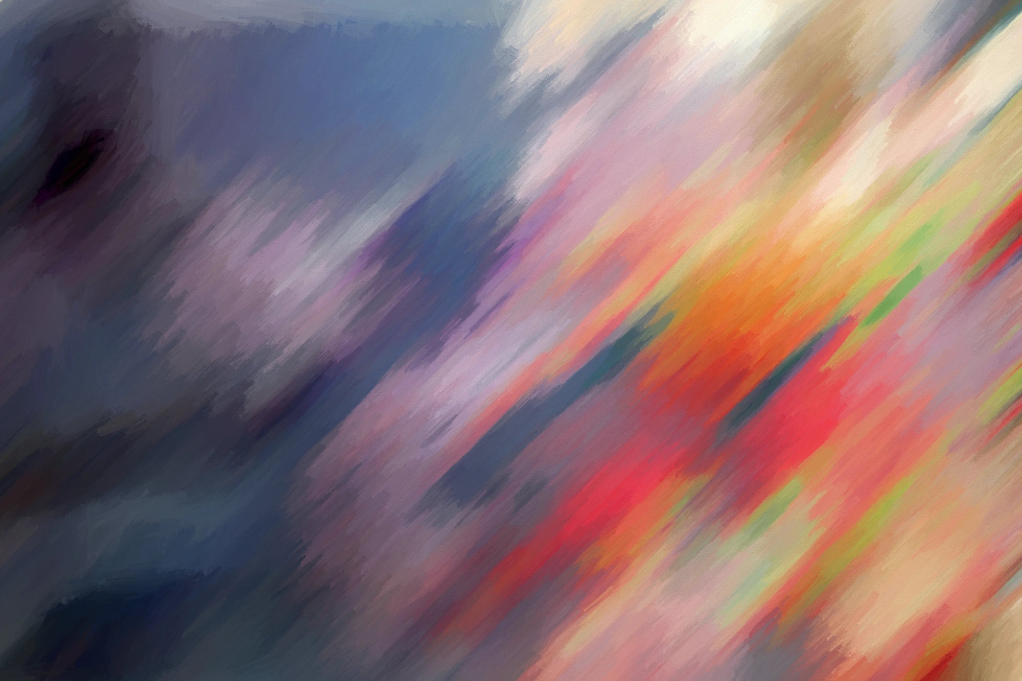 Vibrant rainbow painterly abstract peel and stick wallpaper - Blurred Spectrum