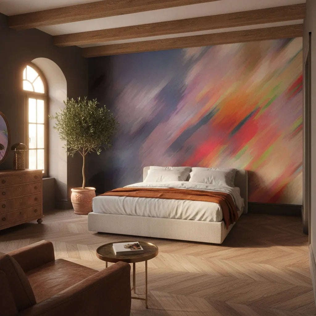Blurred Spectrum vibrant rainbow abstract creating ambiance in a serene bathroom