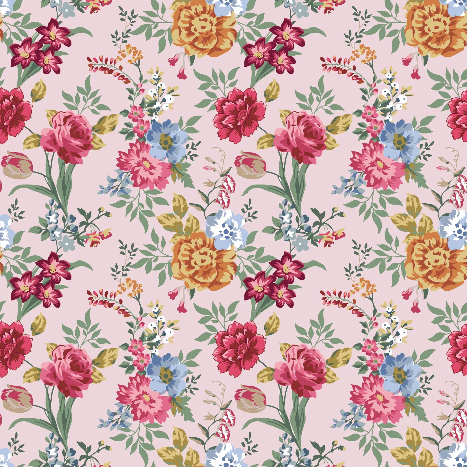 Blush Bouquet vintage floral peel and stick wallpaper creating ambiance in a serene bathroom