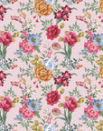 Blush Bouquet vintage floral peel and stick wallpaper creating ambiance in a serene bathroom