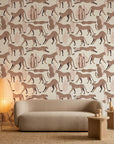 Blush Cheetah pink cheetah animal print wallpaper in a warm and inviting living room