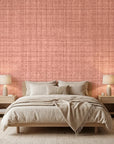 Blush Crossing textured rose peel and stick wallpaper adding character to a cozy bedroom