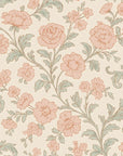 Blush Serenade vintage pink and sage floral damask wallpaper