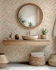 Removable wall covering featuring blush pink roses and sage foliage in a classic, vintage design – Blush Serenade