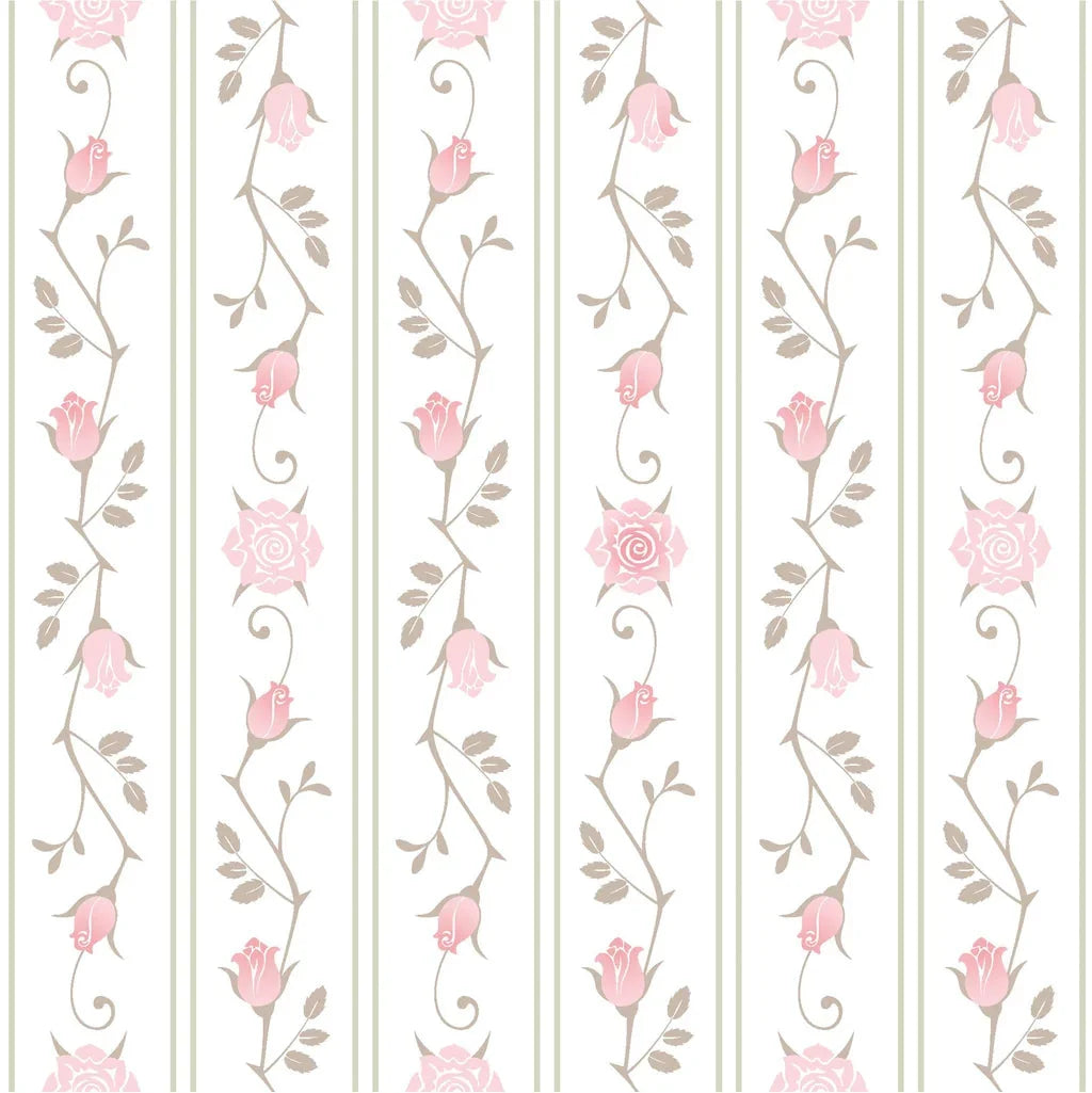 Blush Trellis soft pink roses on warm white