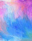 Blush & Blue pastel abstract brushstroke wallpaper creating ambiance in a serene bathroom