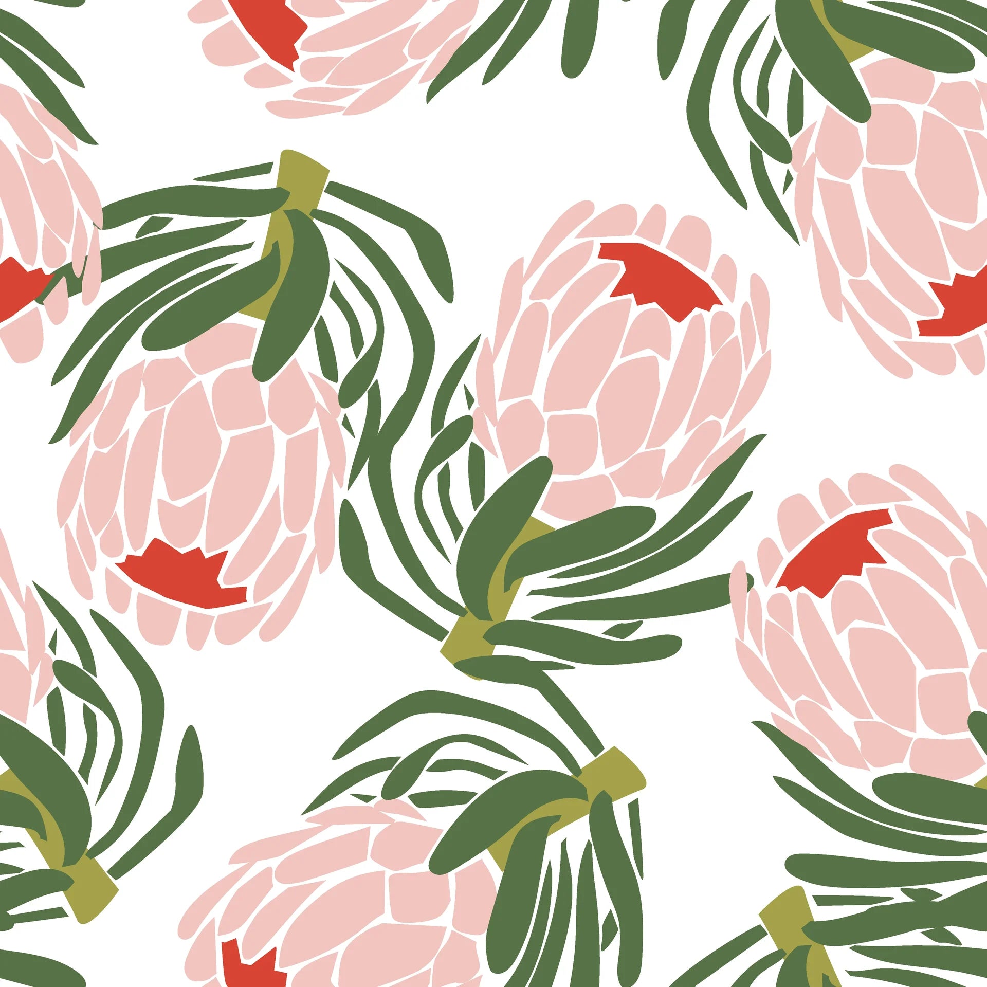 Matte blush pink protea floral peel and stick wallpaper - Blush &amp; Pine