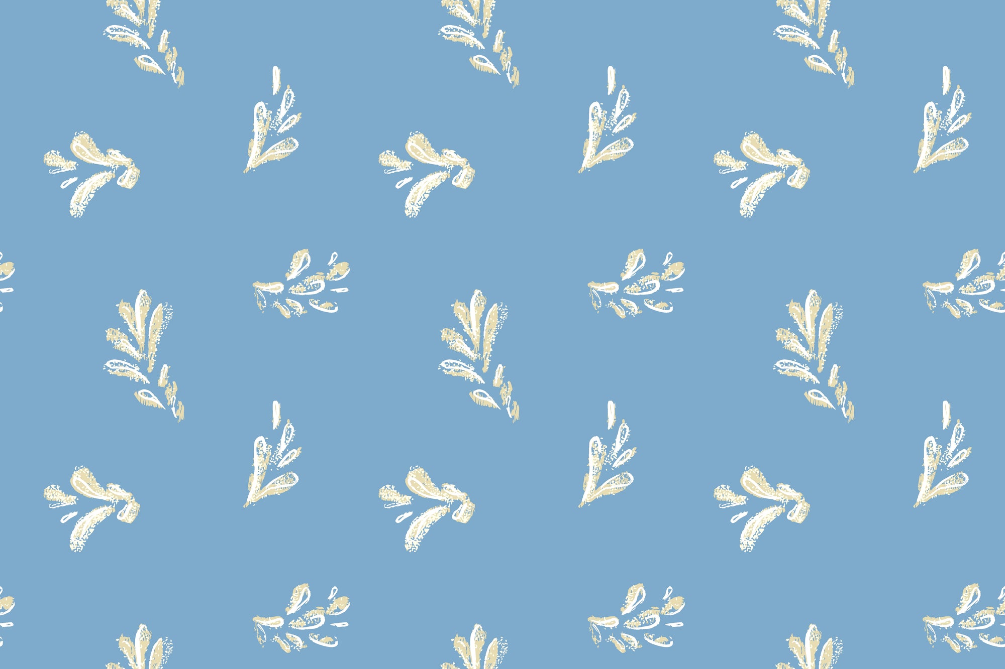 Matte golden sprigs on blue peel and stick wallpaper - Borrowed Blue