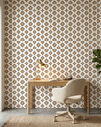 Bronze Compass bold geometric diamond tile wallpaper adding character to a cozy bedroom