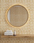 Brushed Gold neutral abstract peel and stick wallpaper creating ambiance in a serene bathroom