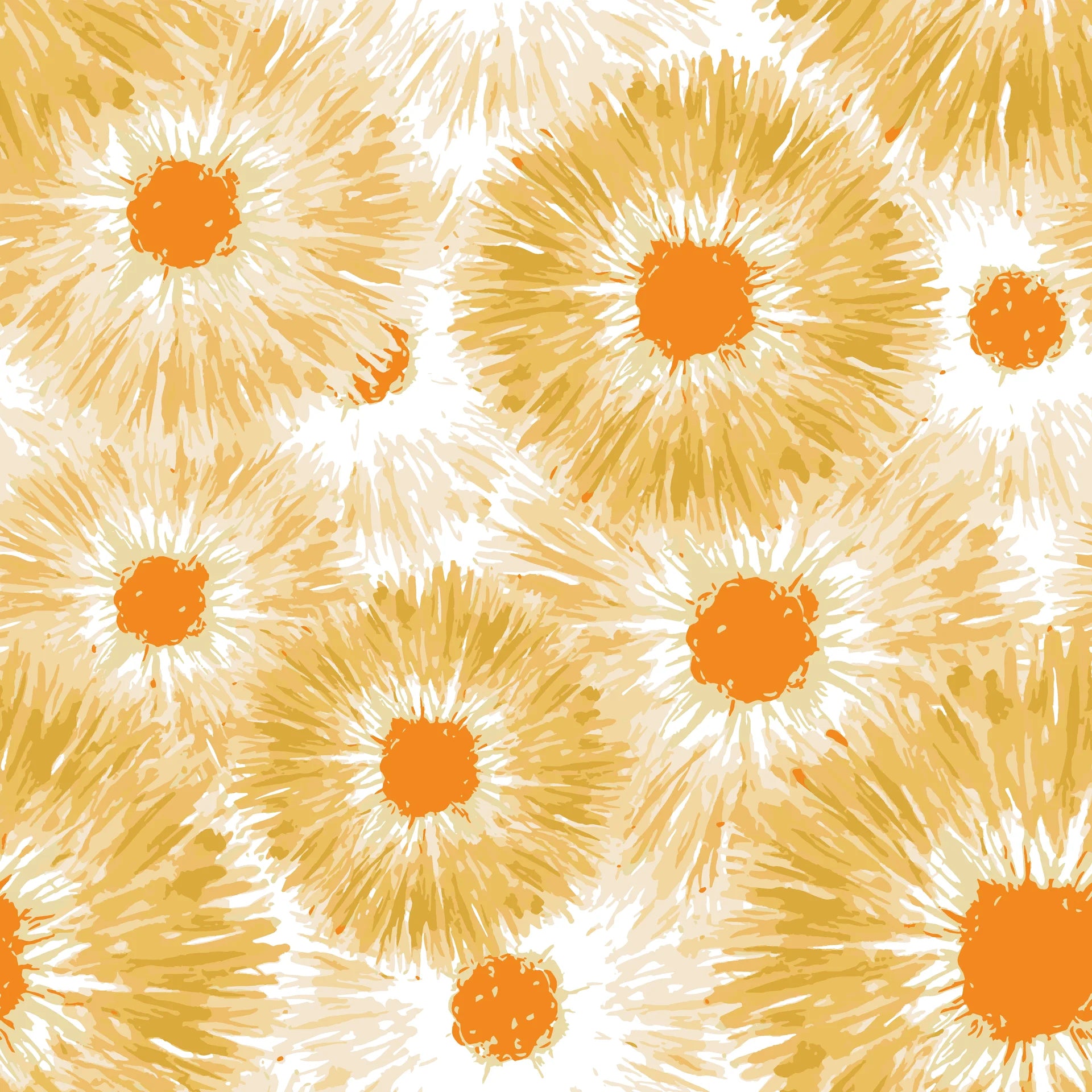 Textured orange and gold floral peel and stick wallpaper - Burning Petal