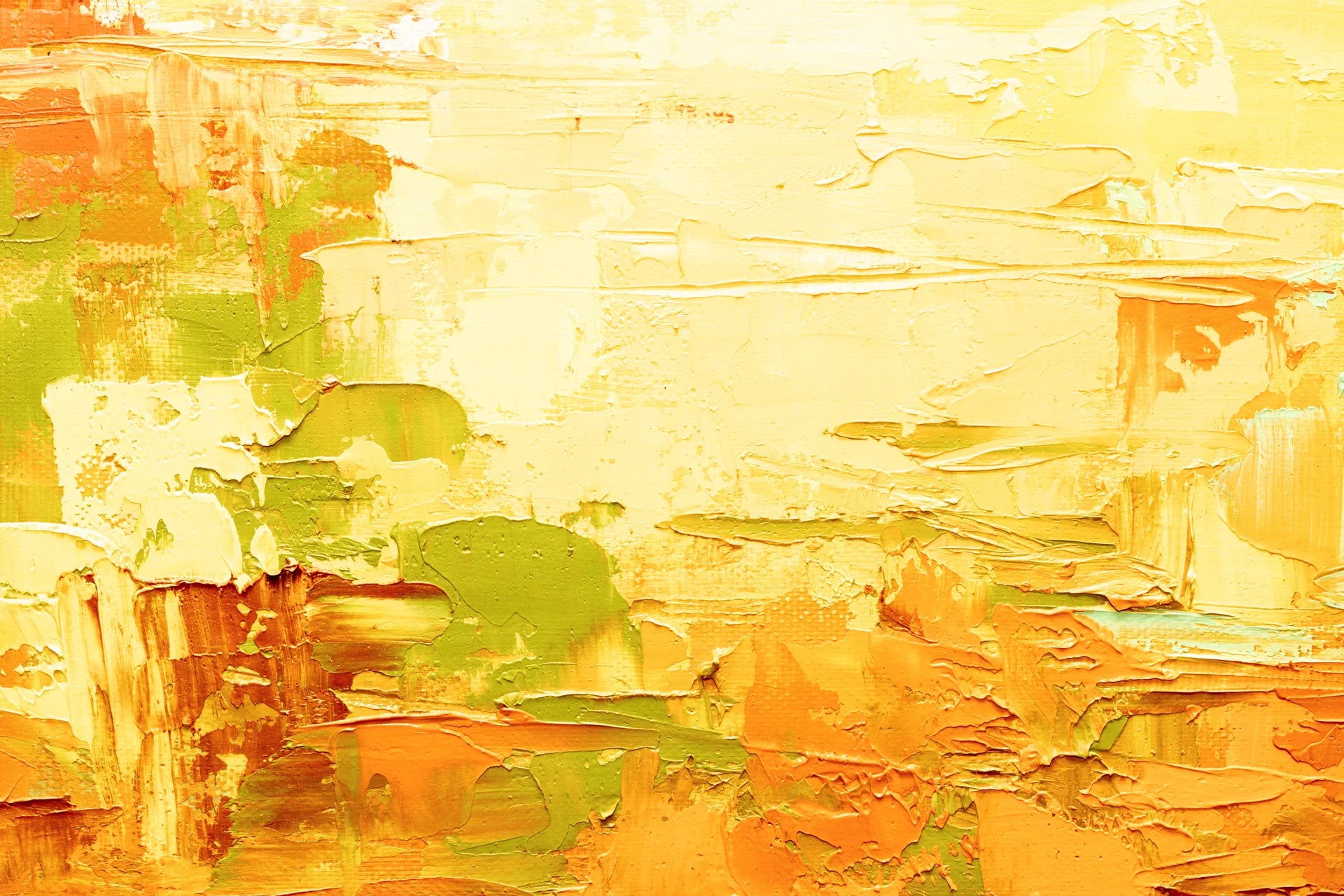 Butter & Gold warm yellow abstract impasto wallpaper creating ambiance in a serene bathroom