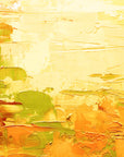 Butter & Gold warm yellow abstract impasto wallpaper creating ambiance in a serene bathroom