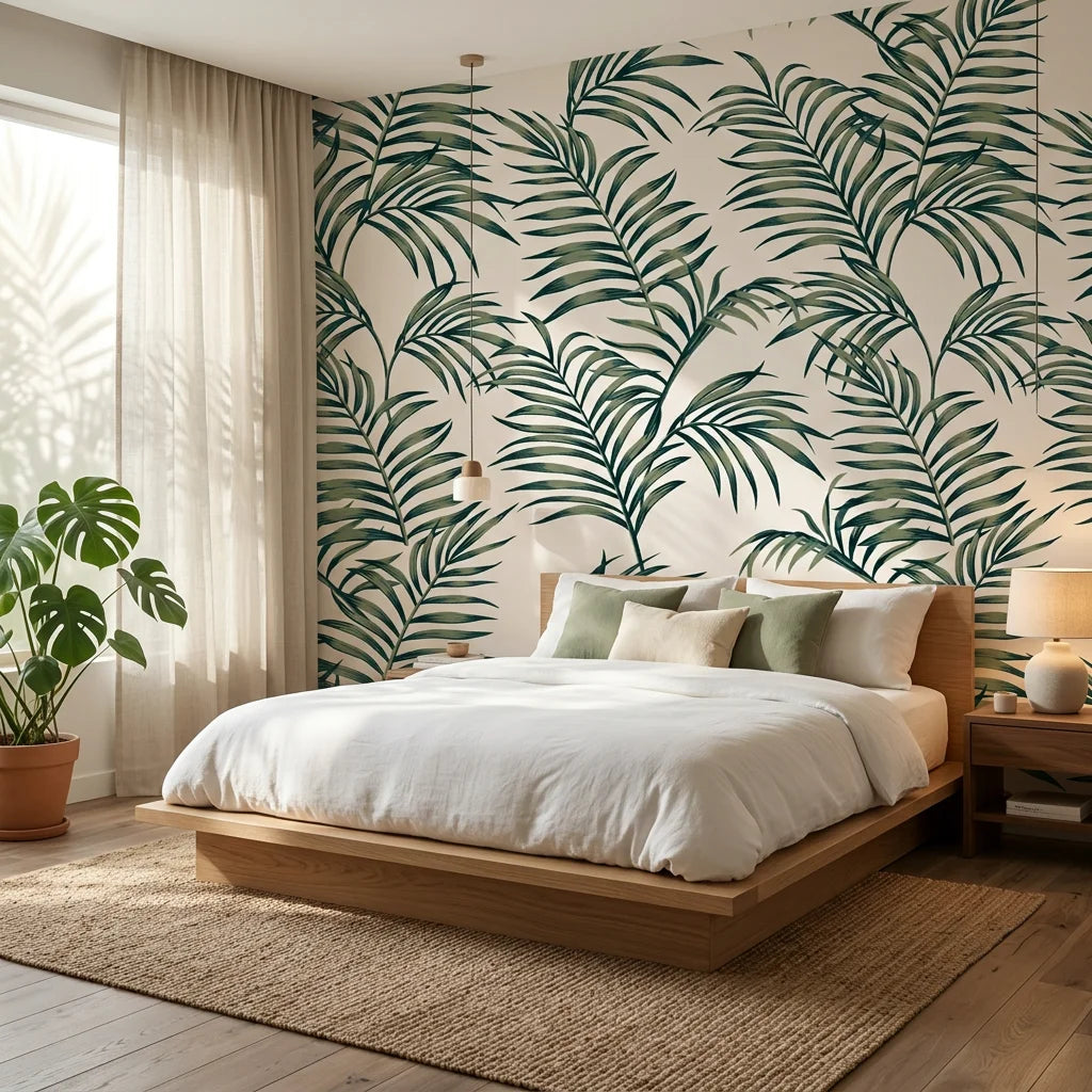 Calm Ferns adding character to a cozy bedroom