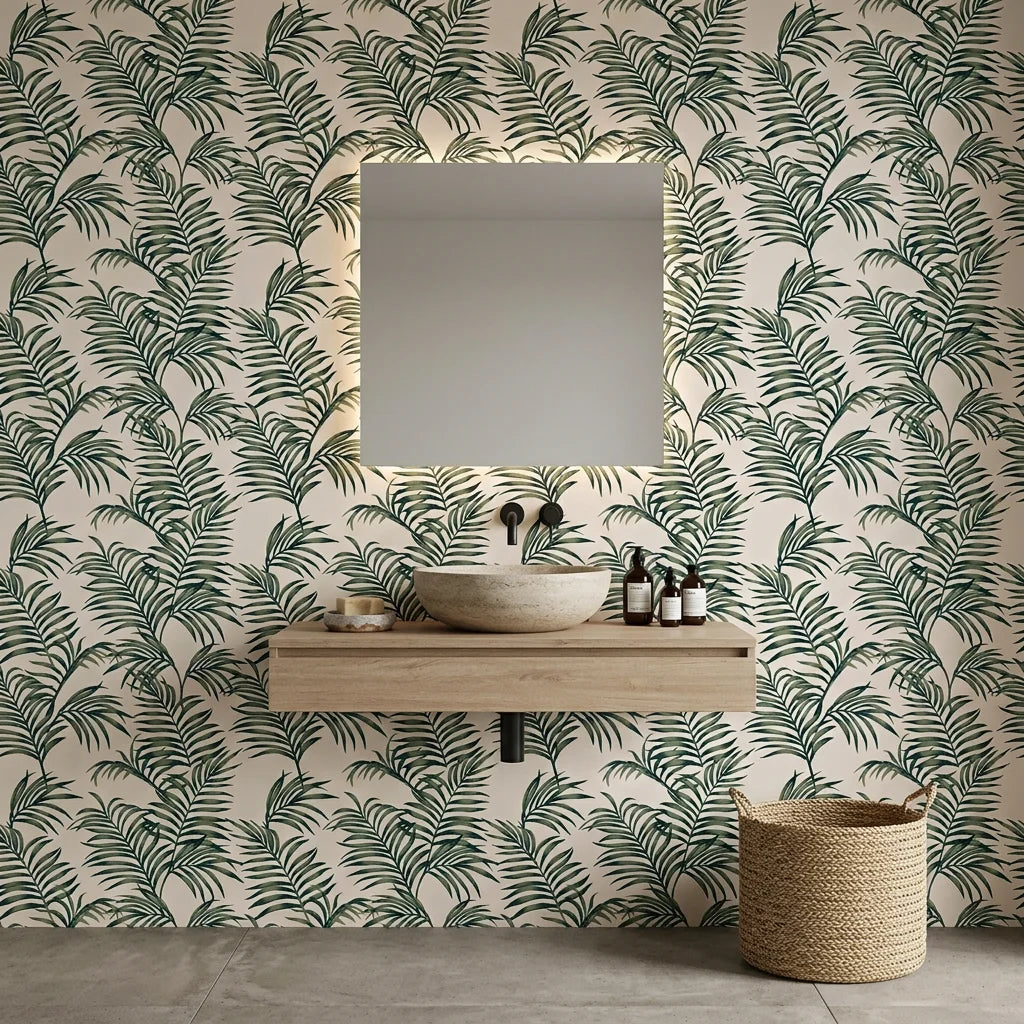 Calm Ferns creating ambiance in a serene bathroom