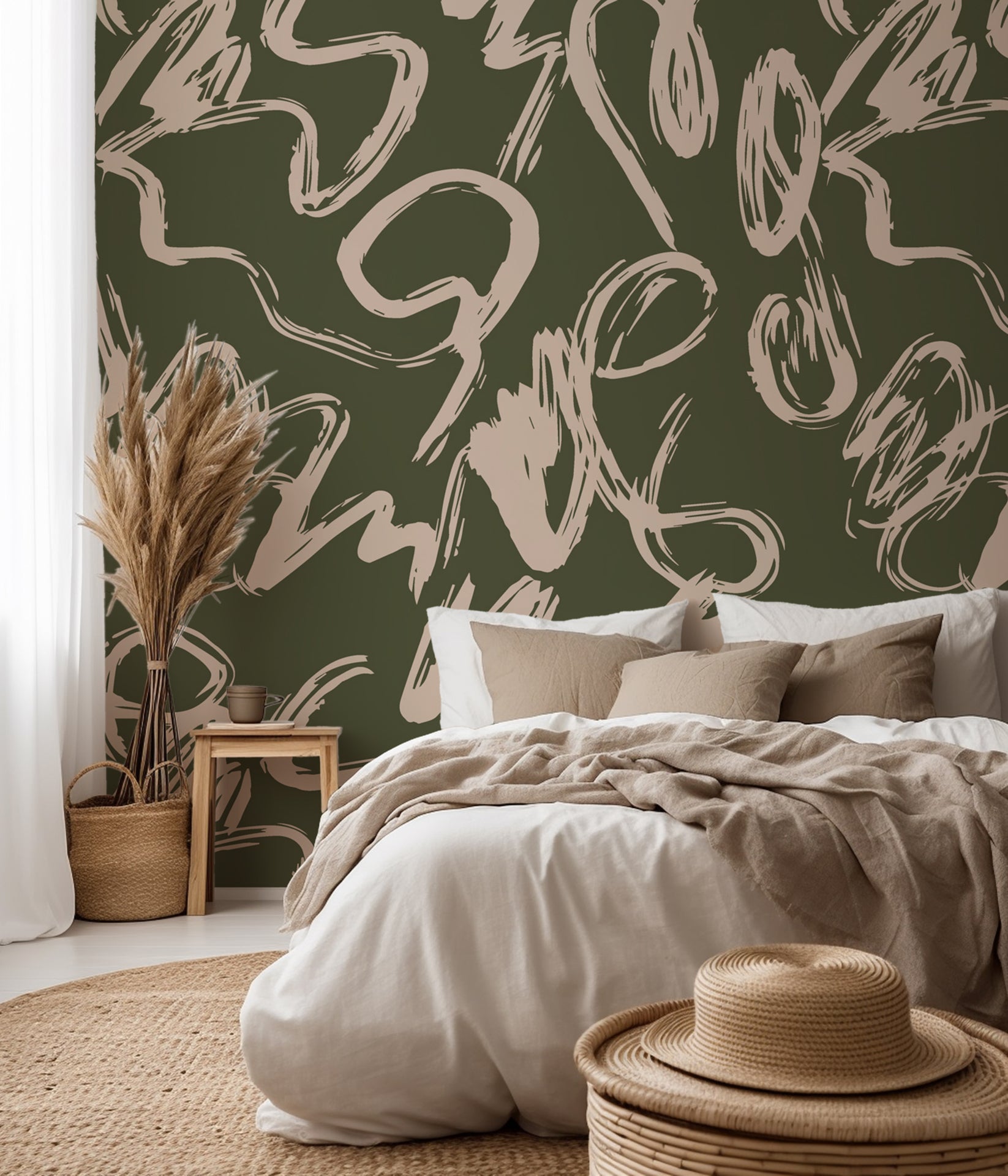 Contemporary abstract organic shapes in vibrant colors for a creative and playful wall.