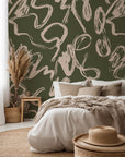 Contemporary abstract organic shapes in vibrant colors for a creative and playful wall.