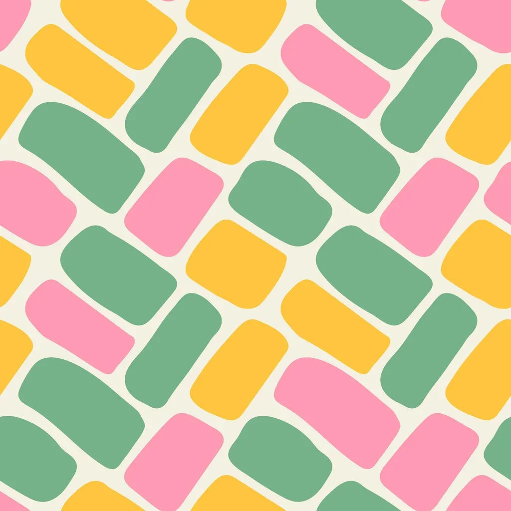Candy Cobbles colorful retro geometric brick wallpaper