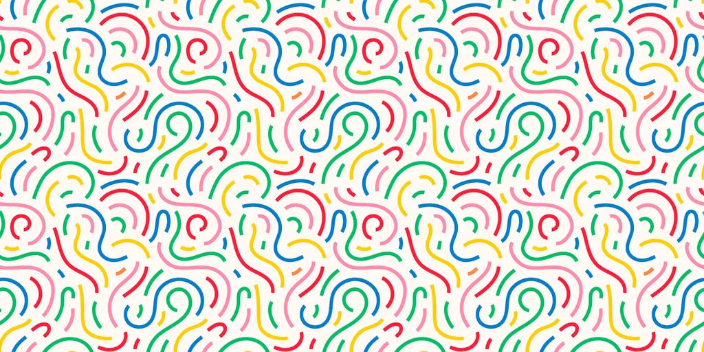 Multicolor curved confetti line abstract peel and stick wallpaper - Candy Currents