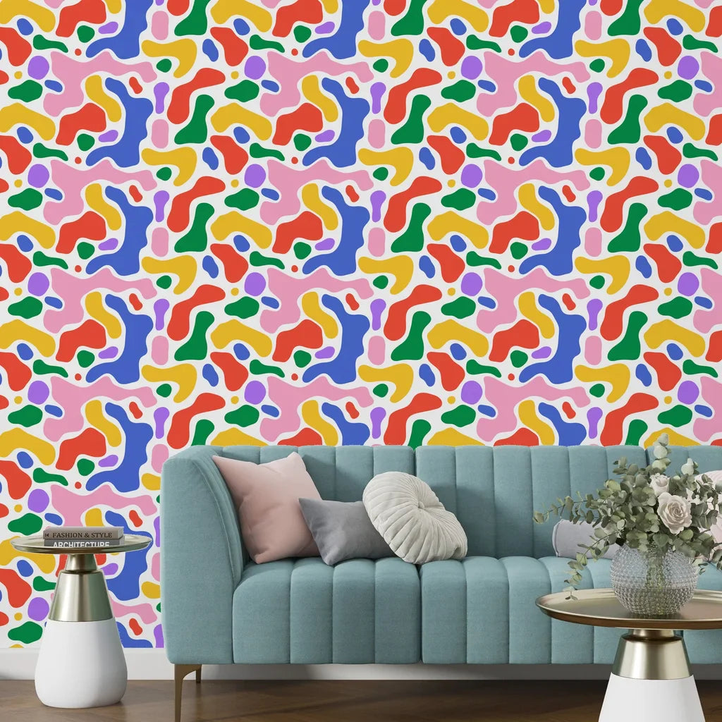 Sleek multi-toned abstract liquid drops easy-install wall decor - Candy Drift