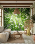Vertical forest composition showing ascending trees toward sky removable wall mural