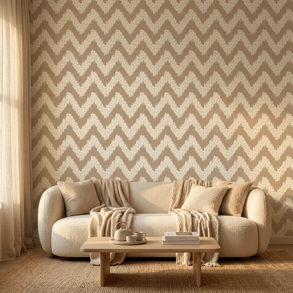Smooth white, taupe, and gold geometric peel and stick wallpaper - Caramel Drip