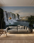 Flowing water cascade with movement and rhythm in landscape removable wallpaper