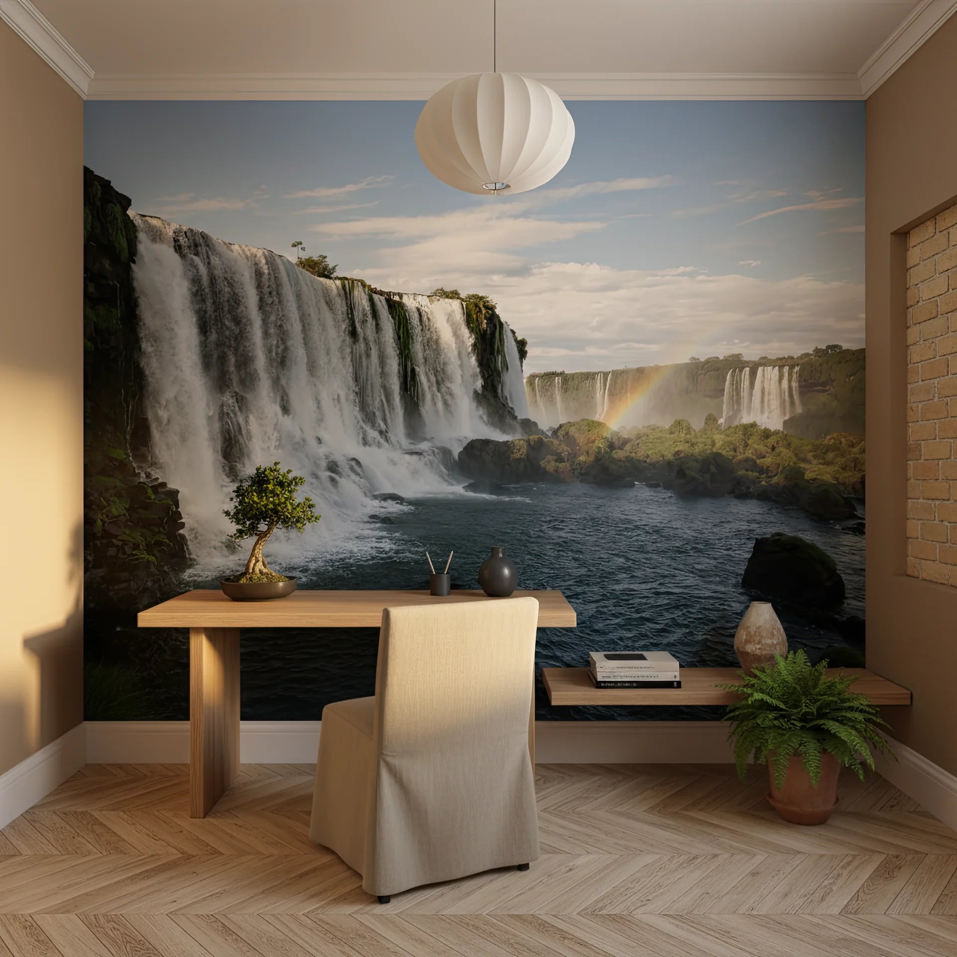 Flowing landscape with water movement creating organic rhythm peel and stick wallpaper