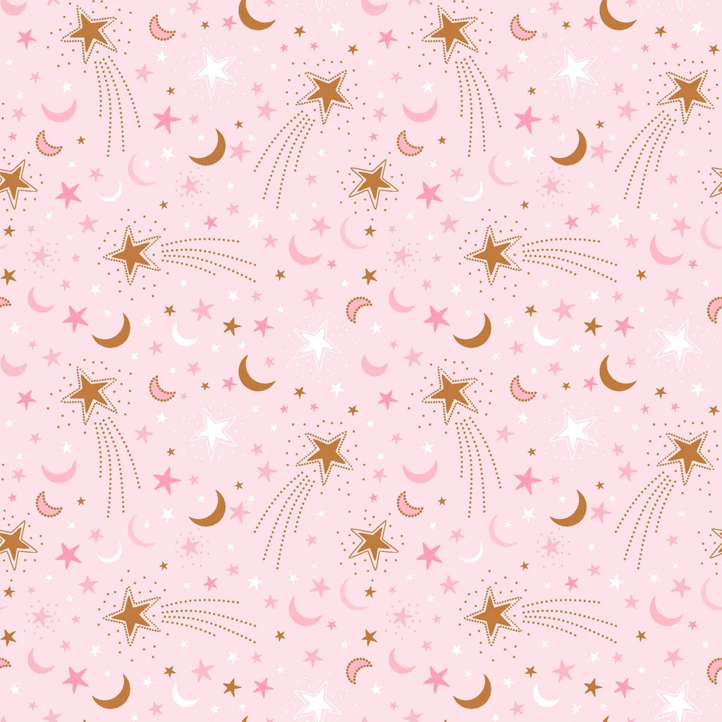 Pink and gold celestial moon and star peel and stick wallpaper - Celestial Blush