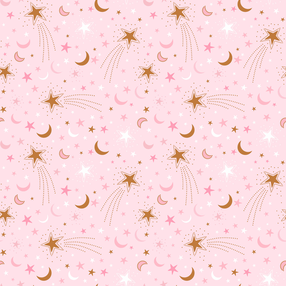 Pink and gold celestial moon and star peel and stick wallpaper - Celestial Blush