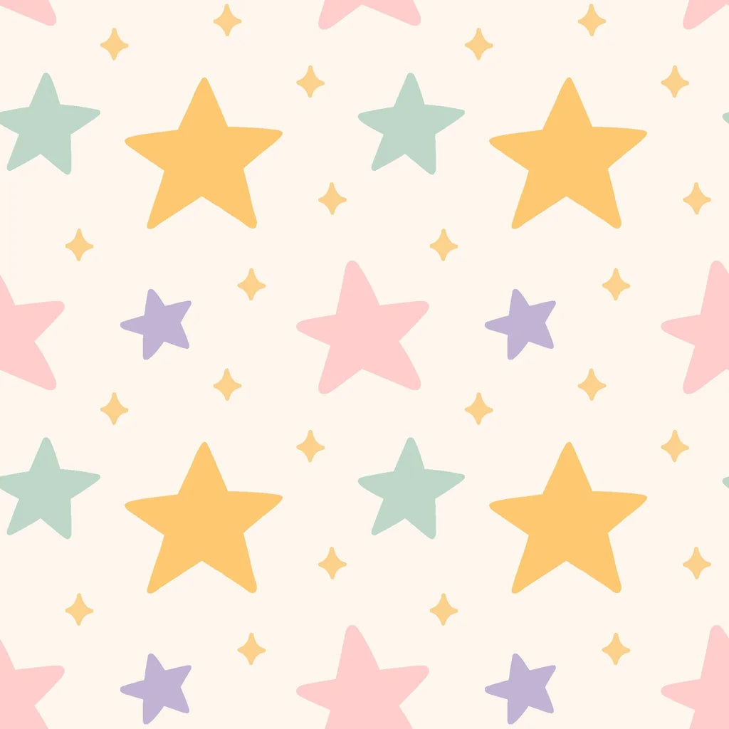 Smooth cream pastel star and sparkle peel and stick wallpaper -Celestial Dream