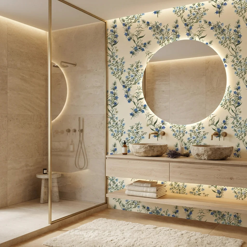 Cerulean Blossom creating ambiance in a serene bathroom