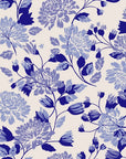 Cerulean Cascade classic blue and white chinoiserie floral wallpaper