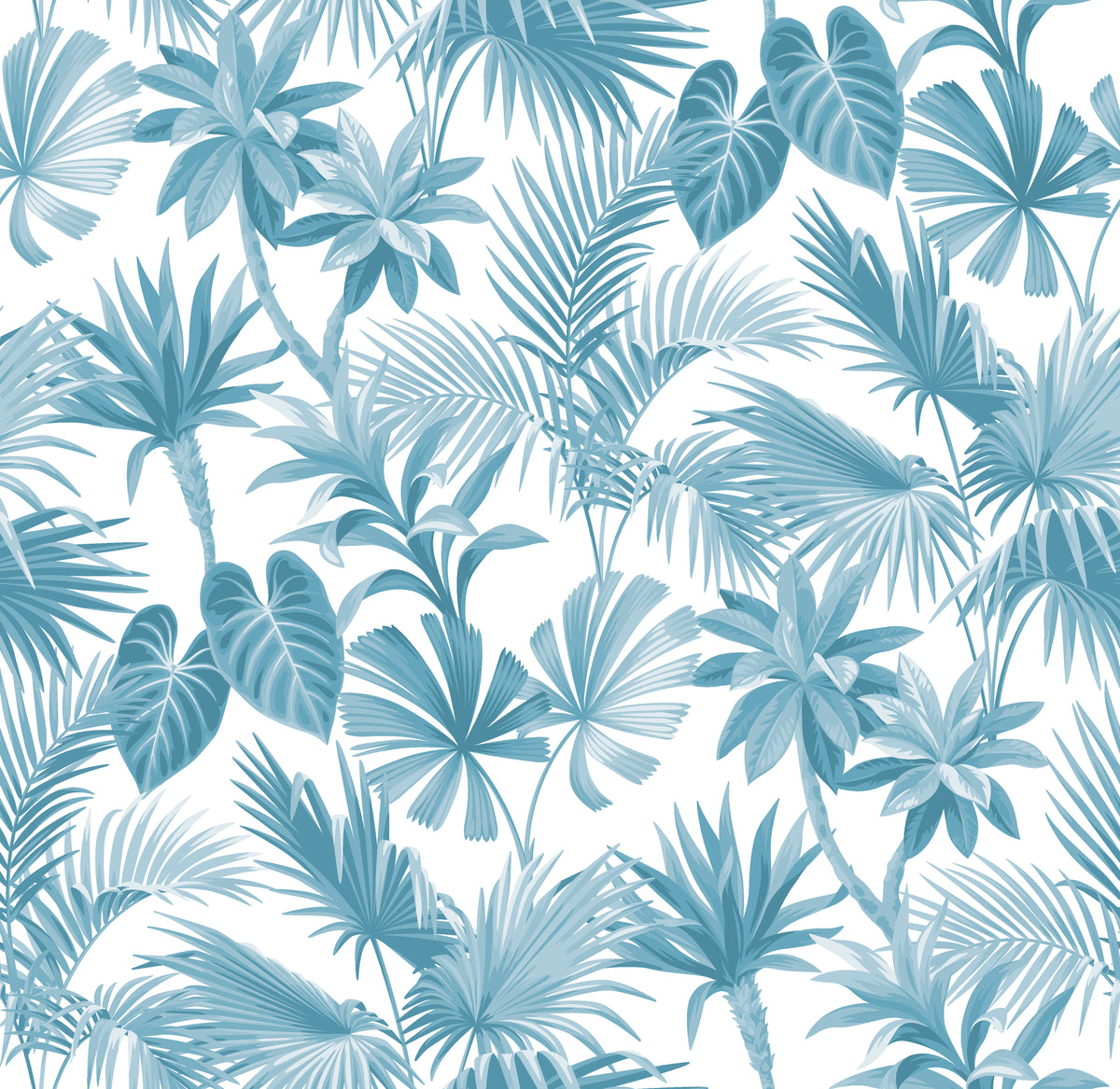Cerulean Eden lush blue jungle wallpaper